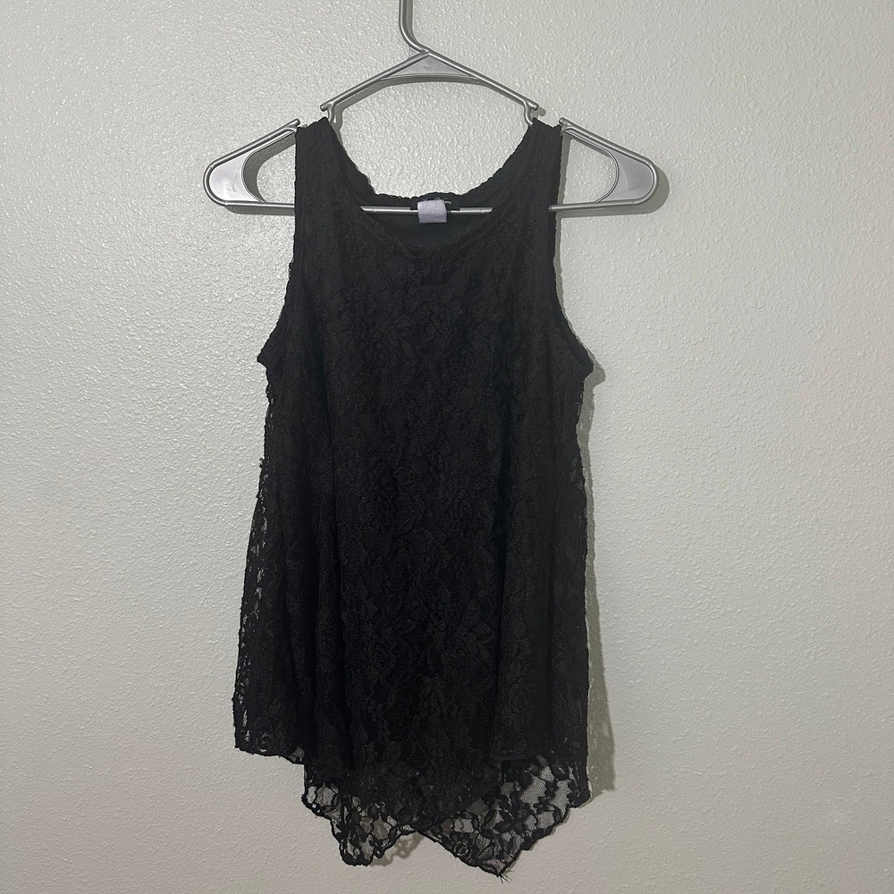 Star Vixen Lace Sleeveless Blouse Black Gothic Size Medium